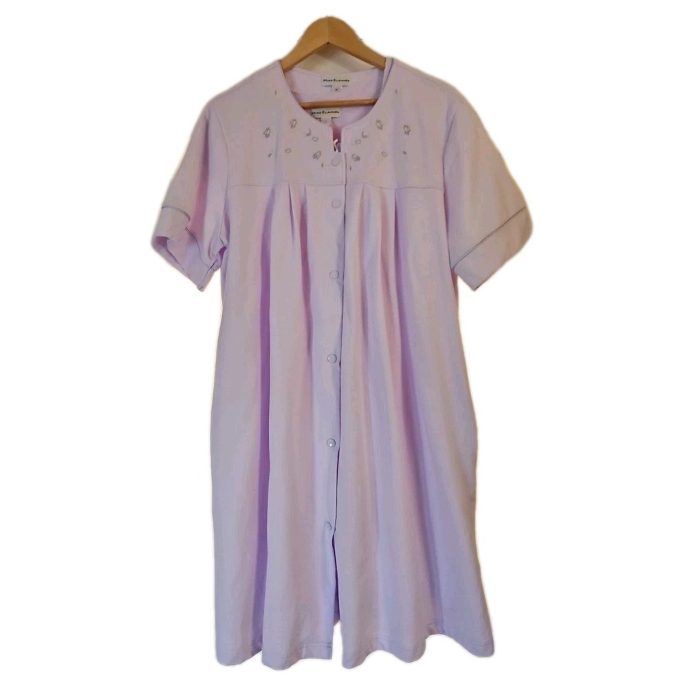 Miss Elaine Nightgown Housecoat Set Snap Front Lavender L/ XL Two Piece